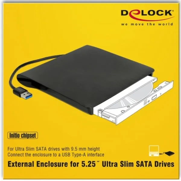 Externes Gehäuse für 5.25? Ultra Slim SATA Laufwerke 9,5 mm zu USB Typ-A Stecker, Laufwerksgehäuse – Bild 4