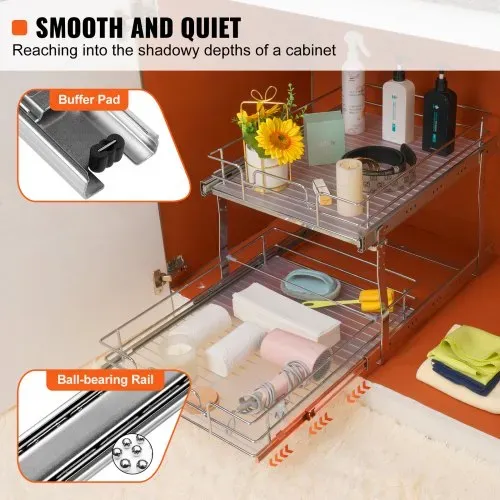 VEVOR ausziehbares Gewürzregal (539x399x81 mm) Spülschrankregal Küchenschrank, Schiebeschublade Waschbecken Gewürzregal Schrank Organizer Unterschrankregal 461x569x483 mm (Installationsgröße) – Bild 2