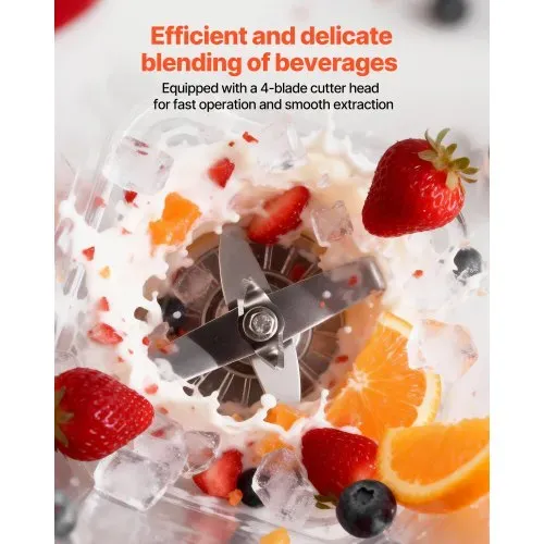 VEVOR Standmixer 2 L Smoothie Mixer mit Schutzabdeckung 2200 W Crushed Ice Maker mit Selbstreinigungsfunktion Einstellbarer Drehzahl 6 Voreingestellte Programme Smoothies Eiscrushing Pürees Schwarz – Bild 3