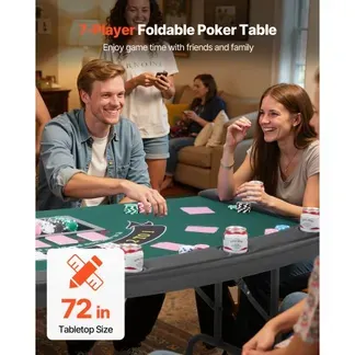 VEVOR klappbarer Pokertisch für 7 Spieler (183 cm) Kasino-Freizeittisch mit gepolsterten Schienen & Getränkehaltern, Halbovale tragbare Spieltische mit Filz- und Metallbeinen, Texas Hold’em Poker VEVOR klappbarer Pokertisch für 7 Spieler (183 cm) Kasino-Freizeittisch mit gepolsterten Schienen & Getränkehaltern, Halbovale tragbare Spieltische mit Filz- und Metallbeinen, Texas Hold’em Poker