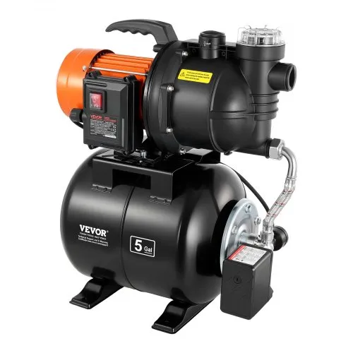 VEVOR Hauswasserwerk 735 W, 3785 L/h Jetpumpe mit 19 L Druckbehälter, 39 m Förderhöhe, inkl. Filter, Rückschlagventil & Kunststoffpumpenkopf, zur Automatischen Gartenbewässerung & Hauswasserversorgung VEVOR Hauswasserwerk 735 W, 3785 L/h Jetpumpe mit 19 L Druckbehälter, 39 m Förderhöhe, inkl. Filter, Rückschlagventil & Kunststoffpumpenkopf, zur Automatischen Gartenbewässerung & Hauswasserversorgung