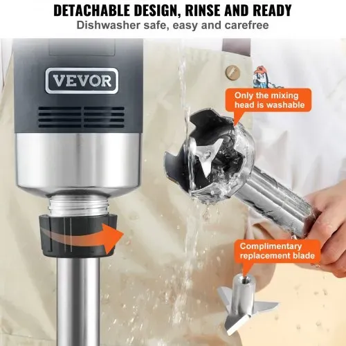 VEVOR Pürriermixer Elektrische Stabmixer 500 W, Hochleistungs-Pürierstab Einstellbar 4000-18000 U/min, Edelstahl Mehrzweck Stabmixer 855 mm Abnehmbarer Rührstab, inkl. Wandhaken & Ersatzklingenkopf – Bild 2