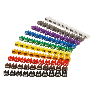 Kabelmarker-Clips McPower, bedruckt mit Ziffern 0-9, Kabeldurchmesser bis 3mm, Kunststoff Kabelmarker-Clips McPower, bedruckt mit Ziffern 0-9, Kabeldurchmesser bis 3mm, Kunststoff