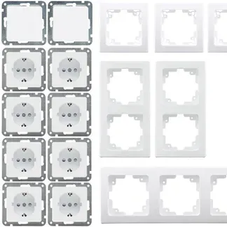 DELPHI Starter-Kit, 16-teilig “PRO”,weiß 8x Steckdose, 2x Schalter, Klemmanschluß DELPHI Starter-Kit, 16-teilig “PRO”,weiß 8x Steckdose, 2x Schalter, Klemmanschluß