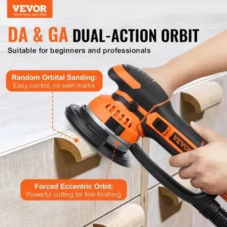 VEVOR Exzenterschleifer, 15,24cm DA & GA Schleifgerät mit Doppelfunktion, 850 W, 7400 U/min, 6 Gang, Schwingschleifer mit 10 Schleifpapieren, Staubanschluss für Detailschleifen in der Holzbearbeitung VEVOR Exzenterschleifer, 15,24cm DA & GA Schleifgerät mit Doppelfunktion, 850 W, 7400 U/min, 6 Gang, Schwingschleifer mit 10 Schleifpapieren, Staubanschluss für Detailschleifen in der Holzbearbeitung