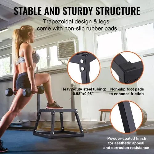 VEVOR Plyometrische Sprungbox, 305 mm Plyo-Box, Plyometrische Plattform Plyobox Schwarz, Rutschfeste Fitness-Übungs-Step-Up-Box für Heimtraining, Konditions-Krafttraining, Oberschenkel Trainieren – Bild 3