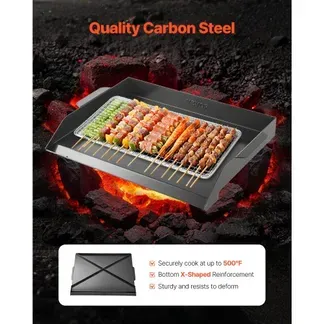 VEVOR Grillplatte Grillpfanne Karbonstahl universelle rechteckige Platte (502 x 370 mm) mit flacher Oberseite, Gasgrill-Grillplatte für BBQ-Grill Teppanyaki, tragbares Familienkochgeschirr mit Griff VEVOR Grillplatte Grillpfanne Karbonstahl universelle rechteckige Platte (502 x 370 mm) mit flacher Oberseite, Gasgrill-Grillplatte für BBQ-Grill Teppanyaki, tragbares Familienkochgeschirr mit Griff