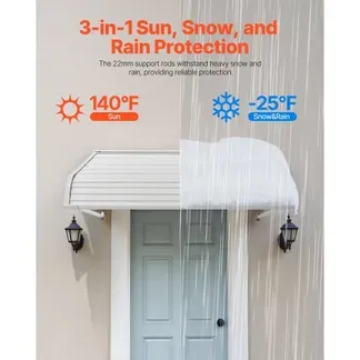 VEVOR Fenstermarkise 121,9×106,6x51cm, Türvordach, leichte & stabile Aluminium-Außenmarkisen, Überdachung, Schutz vor Regen, Schnee & Sonnenlicht für Tür, Eingang, Fenster, Terrasse, Veranda VEVOR Fenstermarkise 121,9×106,6x51cm, Türvordach, leichte & stabile Aluminium-Außenmarkisen, Überdachung, Schutz vor Regen, Schnee & Sonnenlicht für Tür, Eingang, Fenster, Terrasse, Veranda