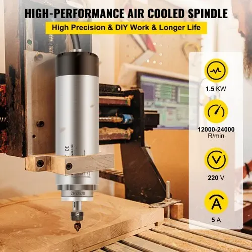 VEVOR Spindelmotor CNC Spindelmotor Luftgekühlte 1,5 Kw, Luftkühlung Spindelmotor 220 – 250 V Luftgekühlter Motor für CNC Spannzangenfutter 8000-24000 U/min Air Cooled Spindle Motor Wind Cooled VEVOR Spindelmotor CNC Spindelmotor Luftgekühlte 1,5 Kw, Luftkühlung Spindelmotor 220 – 250 V Luftgekühlter Motor für CNC Spannzangenfutter 8000-24000 U/min Air Cooled Spindle Motor Wind Cooled