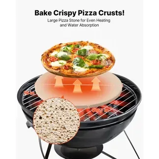 VEVOR Pizzastein Backstein 406 x 406 mm, runder Cordierit-Pizzastein, extra große Steinplatte mit Schaber & Ständer, 17 mm dick, hitzebeständig, für Küchenofen Brotbacken Pizzabacken Grillen VEVOR Pizzastein Backstein 406 x 406 mm, runder Cordierit-Pizzastein, extra große Steinplatte mit Schaber & Ständer, 17 mm dick, hitzebeständig, für Küchenofen Brotbacken Pizzabacken Grillen