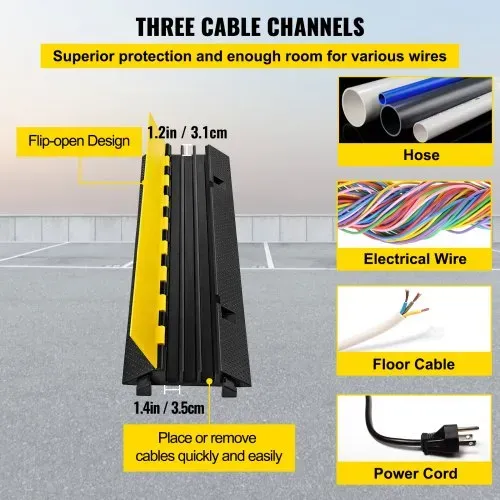 VEVOR Kabelschutzmatte Kabelkanal außenbereich Kabelschutz für Fußgänger Bodenschutz für Kabel aus Pvc und thermoplastischem Gummi Brückenschutz Rampe 103x30x5,5 cm – Bild 2