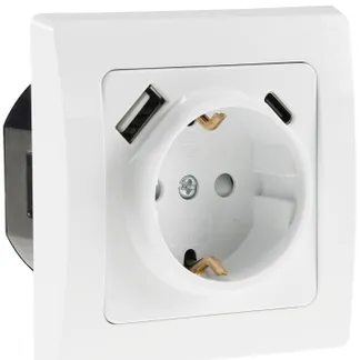 DELPHI Schutzkontakt-Steckdose, weiß 230V~/ 16A, Unterputz, USB-C / PD DELPHI Schutzkontakt-Steckdose, weiß 230V~/ 16A, Unterputz, USB-C / PD