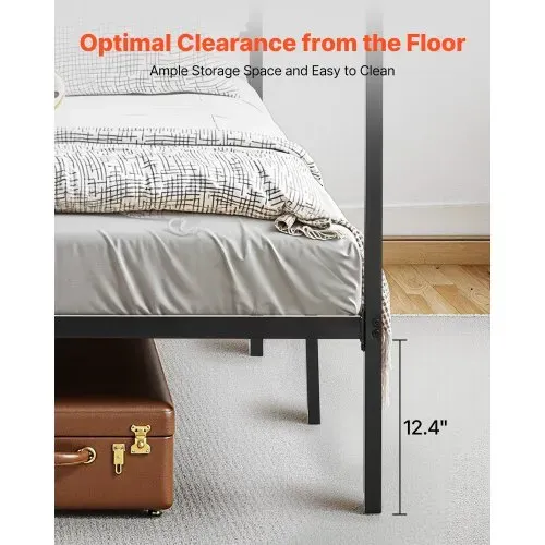 VEVOR Himmelbettrahmen (Kingsize), Metallhimmelbett (363 kg belastbar) mit Himmelbett-Design, robuste Stahllattenstütze, Stauraum unter dem Bett, kein Boxspring erforderlich, Netzrahmen Schwarz – Bild 5