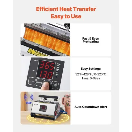 VEVOR Tassenpresse Becherdruckmaschine Mug Sublimationspresse 887 ml Weiß, inkl. Klebeband & Handschuhen Einfache Temperatur- & Zeiteinstellung für Sublimationsdruck auf Bechern & Tassen – Bild 4