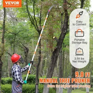 VEVOR Teleskop Astsäge Manuell Baumsäge 1,4-3m einstellbar Hochentaster mit 8 Stangen Astschere Teleskop Klinge aus Kohlenstoffstahl Reichweit bis zu 298cm zum Beschneiden von Äste Büsche Stämme VEVOR Teleskop Astsäge Manuell Baumsäge 1,4-3m einstellbar Hochentaster mit 8 Stangen Astschere Teleskop Klinge aus Kohlenstoffstahl Reichweit bis zu 298cm zum Beschneiden von Äste Büsche Stämme