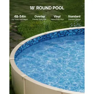 VEVOR Runde Poolfolie, φ 549×147 cm, Innenfolie, Ersatzfolie, Innenhülle, Schwimmbadfolie, Folie aus Vinyl im Überlappungsstil mit Standardstärke, für Aufstellpools mit 137 cm Wandhöhe VEVOR Runde Poolfolie, φ 549×147 cm, Innenfolie, Ersatzfolie, Innenhülle, Schwimmbadfolie, Folie aus Vinyl im Überlappungsstil mit Standardstärke, für Aufstellpools mit 137 cm Wandhöhe