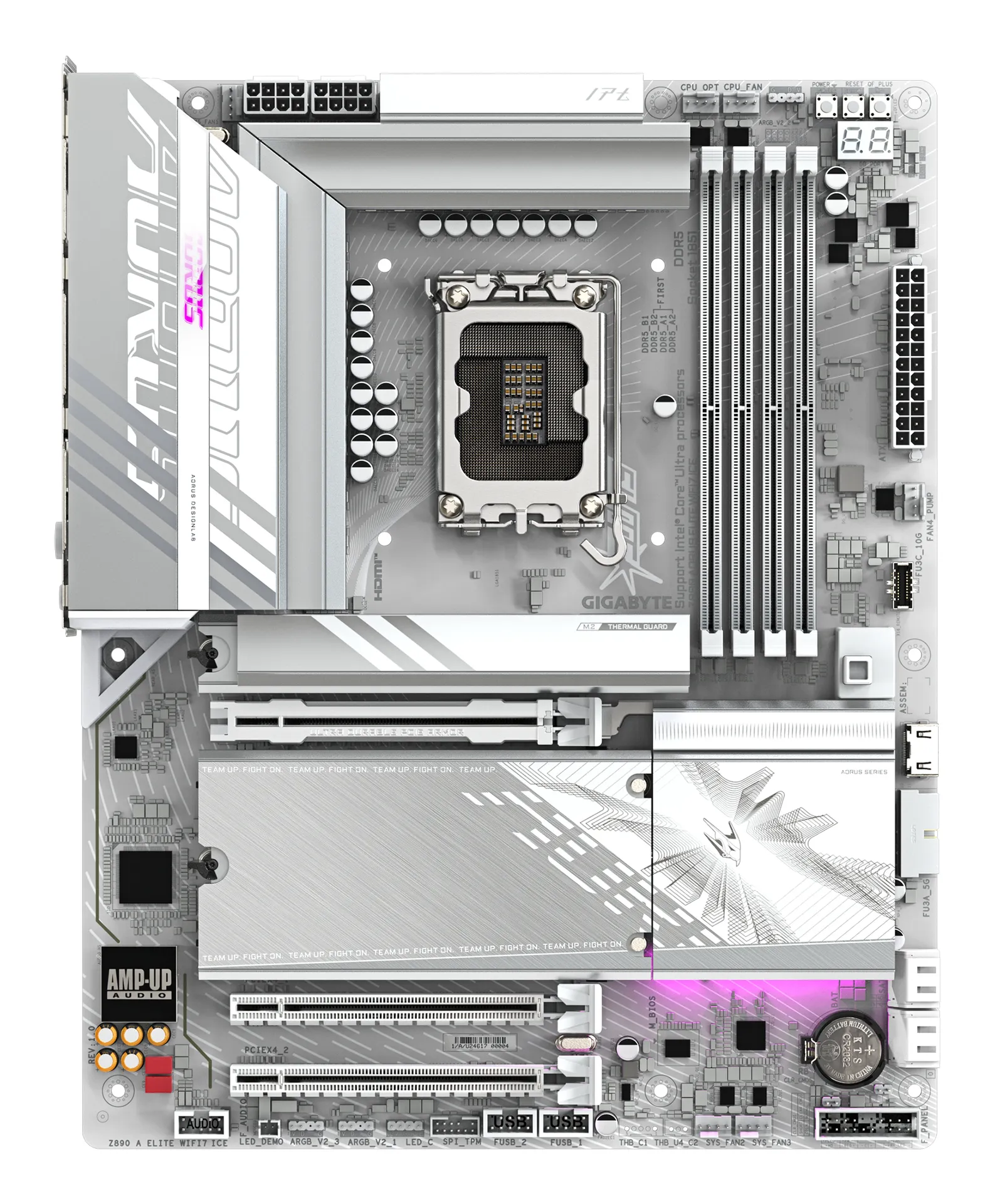 GIGABYTE Z890 AORUS ELITE WIFI7 ICE Mainboard - Unterstützt Intel Core Ultra (Serie 2) CPUs, 16+1+2 Phasen VRM, bis zu 8800MHz DDR5 (OC), 1xPCIe 5.0 + 3xPCIe 4.0, Wi-Fi 7, 2.5GbE LAN, Thunderbolt 4 – Bild 2