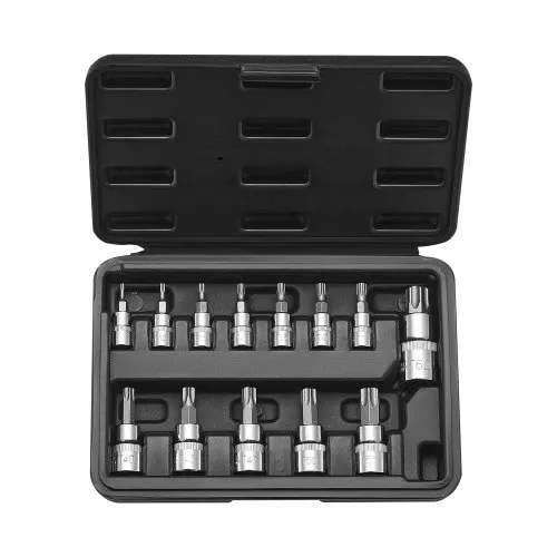 VEVOR Torx Bohrer Steckschlüsselsatz 13-tlg. Stern T8–T60, S2-Legierungsstahl & Cr-V-Stahl, 1/4 Zoll & 3/8 Zoll & 1/2 Zoll Antriebe, mit Aufbewahrungskoffer, Torx-Steckschlüssel für Autoreparatur VEVOR Torx Bohrer Steckschlüsselsatz 13-tlg. Stern T8–T60, S2-Legierungsstahl & Cr-V-Stahl, 1/4 Zoll & 3/8 Zoll & 1/2 Zoll Antriebe, mit Aufbewahrungskoffer, Torx-Steckschlüssel für Autoreparatur