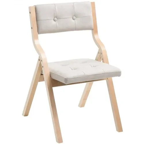 VEVOR Klappstuhl Gartenstuhl mit gepolstertem Kissen & Holzrahmen 4 Stk. moderner Esszimmerstuhl für Küche Büro Party, Küchenstuhl bis 180 kg belastbar (pro) faltbar Beige + weiß platzsparend – Bild 8