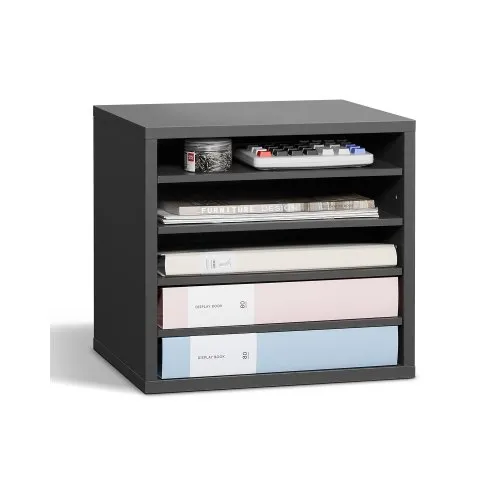 VEVOR Literatur-Organizer Dokumentenablage mit 5 Fächern & einstellbaren Regalen, Aktensortierer Briefablage Dokumentenlager aus Spanplatten und MDF, Aufbewahrung für Büro Klassenzimmer Grau VEVOR Literatur-Organizer Dokumentenablage mit 5 Fächern & einstellbaren Regalen, Aktensortierer Briefablage Dokumentenlager aus Spanplatten und MDF, Aufbewahrung für Büro Klassenzimmer Grau