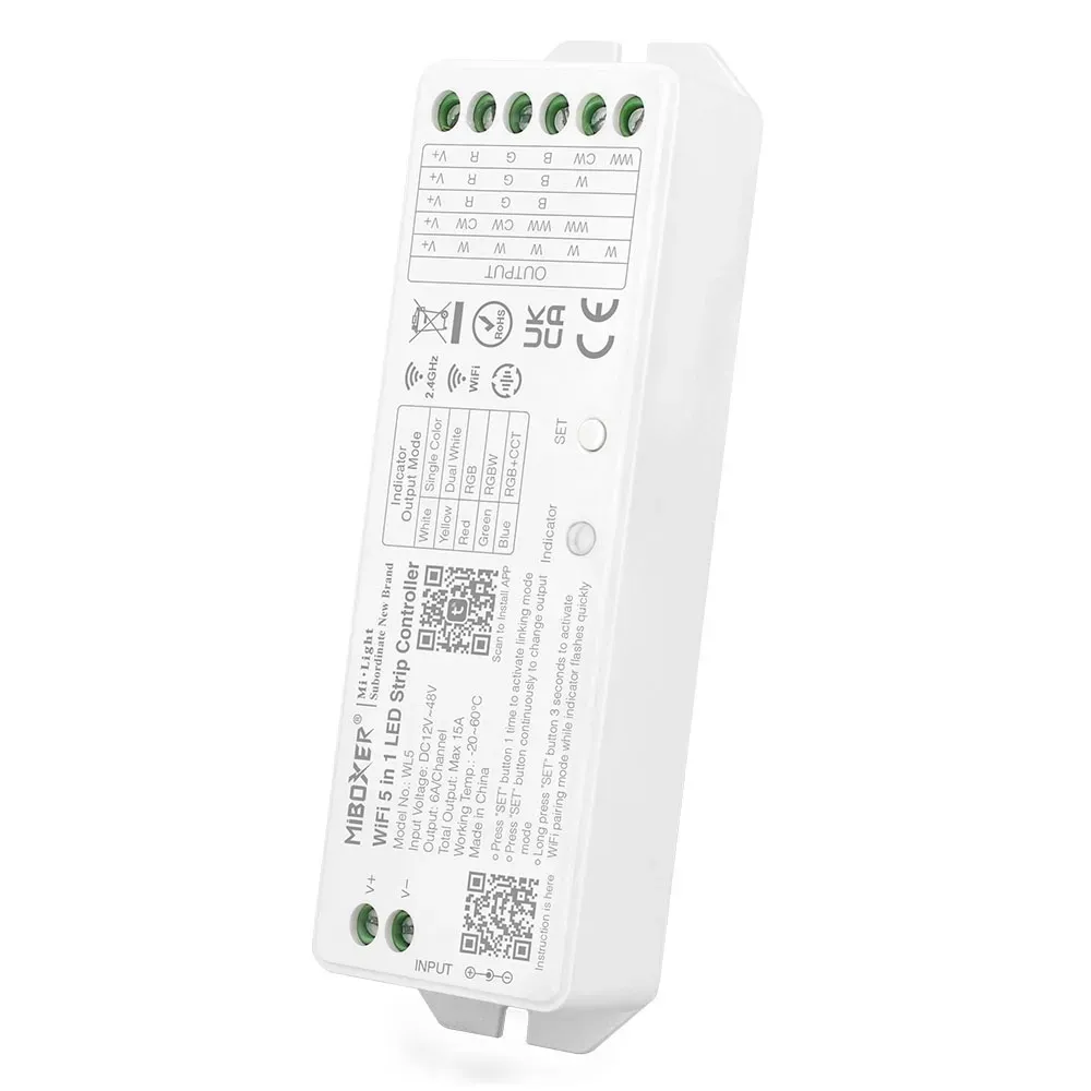 MiBoxer WL5 LED Controller 5in1 RGB-WW (RGB-CCT) DC12~24V WiFi + 2.4G Alexa Serie MiBoxer WL5 LED Controller 5in1 RGB-WW (RGB-CCT) DC12~24V WiFi + 2.4G Alexa Serie