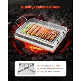 VEVOR Grillplatte Grillpfanne Edelstahl universelle rechteckige Platte (425x270mm) mit flacher Oberseite, Gasgrill-Grillplatte für BBQ-Grill Teppanyaki, tragbares Familienkochgeschirr mit Griff VEVOR Grillplatte Grillpfanne Edelstahl universelle rechteckige Platte (425x270mm) mit flacher Oberseite, Gasgrill-Grillplatte für BBQ-Grill Teppanyaki, tragbares Familienkochgeschirr mit Griff
