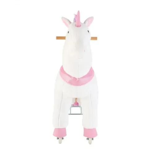 VEVOR Reitpferd auf Rollen 99cm, 80kg Belastbares Stehpferd mit Soundfunktion, Spielpferd mit Erhöhtem Sitz Griffen & Pedalen, Weißes Einhorn mit Regenbogenmähne zum Reiten für Kinder Mädchen ab 6 – Bild 8