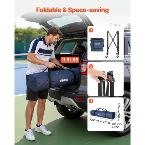 VEVOR Tennisballwagen Faltbar, Tennisballkorb für 150 Tennisbälle oder 260 Pickleballs, Ballwagen mit Rahmen aus Aluminiumlegierung Tragetasche & Sammelrohr, Ballkorb mit Rollen für Training, Schwarz – Bild 6