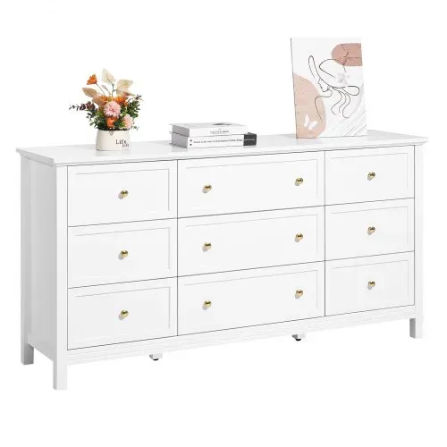 VEVOR Kommode mit 9 Schubladen, Holzkommode mit Schiebe- und Kippschutz, minimalistischer Retro-Schubladenschrank TV-Ständer, Organizer für Wohnzimmer Schlafzimmer Eingangsbereich (weiß) VEVOR Kommode mit 9 Schubladen, Holzkommode mit Schiebe- und Kippschutz, minimalistischer Retro-Schubladenschrank TV-Ständer, Organizer für Wohnzimmer Schlafzimmer Eingangsbereich (weiß)