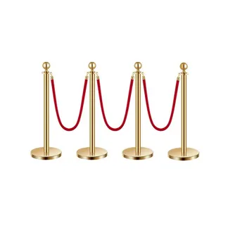 VEVOR Absperrpfosten Absperrung (4 Stk.) zur Steuerung von Menschenmengen mit 3 roten Samtseilen (1,5 m lang), Absperrständer aus Edelstahl mit nachfüllbarem Sockel für Ausstellungen Golden VEVOR Absperrpfosten Absperrung (4 Stk.) zur Steuerung von Menschenmengen mit 3 roten Samtseilen (1,5 m lang), Absperrständer aus Edelstahl mit nachfüllbarem Sockel für Ausstellungen Golden