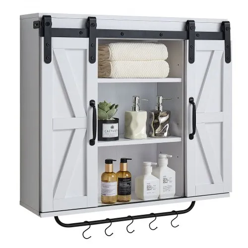 VEVOR Badezimmer Wandschrank Medizinschrank mit 2 Schiebetüren & verstellbaren Regalen, Aufbewahrungsschrank Hängeschrank mit offener Trennwand / Handtuchhalter / Haken für Küche, Toilette VEVOR Badezimmer Wandschrank Medizinschrank mit 2 Schiebetüren & verstellbaren Regalen, Aufbewahrungsschrank Hängeschrank mit offener Trennwand / Handtuchhalter / Haken für Küche, Toilette