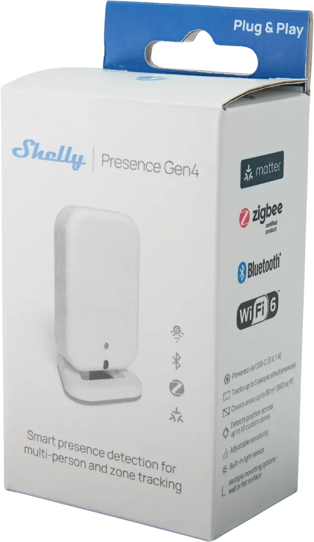 Shelly · Plug & Play · "Presence Sensor Gen4 White" · Präsenzmelder · WLAN · Matter · Zigbee · BT · weiß – Bild 9