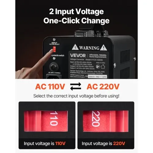 VEVOR Spannungswandler-Transformator, 500VA, Aufwärts-/Abwärtstransformator, Konvertierung von 110 V auf 220 V & von 220 V auf 110 V, mit US-, EU-Steckdose, Netzkabel, Schutzschalter VEVOR Spannungswandler-Transformator, 500VA, Aufwärts-/Abwärtstransformator, Konvertierung von 110 V auf 220 V & von 220 V auf 110 V, mit US-, EU-Steckdose, Netzkabel, Schutzschalter
