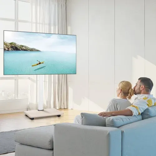 VEVOR rollbarer TV-Ständer TV-Wagen für 812,8-1778 mm TVs bis zu 45 kg, 25° Links-Rechts-Drehung & höhenverstellbare TV-Halterung mit Regal für Ecke Schlafzimmer Wohnzimmer (max. 600 x 400 mm) – Bild 7