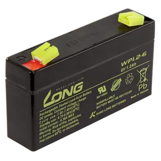 Bleiakku KUNG LONG “WP1.2-6“ 6V/1,2Ah, 97x25x52mm, 0,3kg Bleiakku KUNG LONG “WP1.2-6“ 6V/1,2Ah, 97x25x52mm, 0,3kg