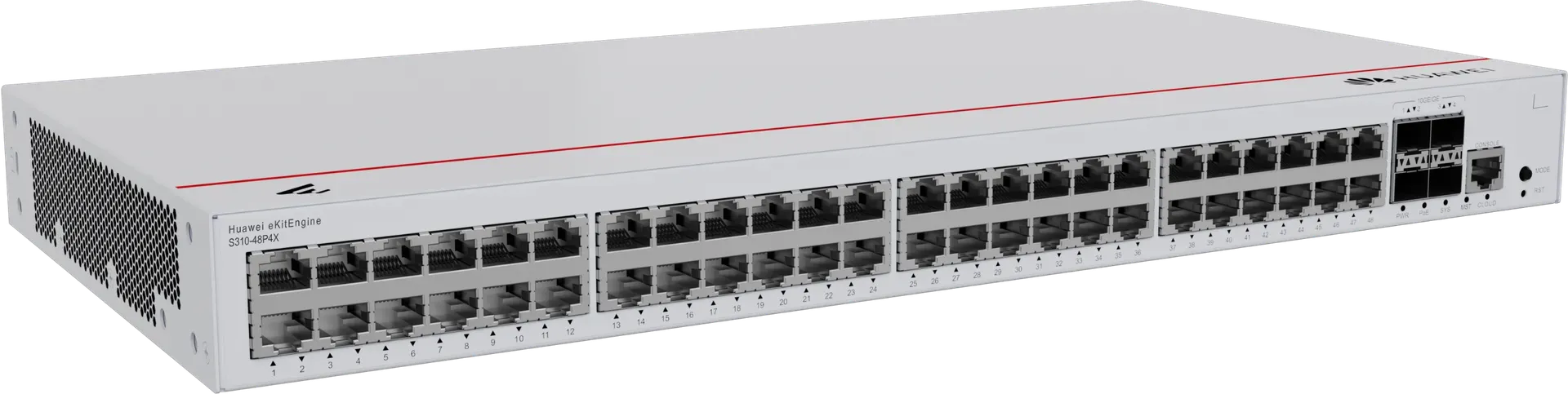 Huawei Switch full managed L2+ 52 Port • 48x GbE • PoE Budget 380W • 48x PoE at • 4x SFP+ • 19″ • iStack • S310-48P4X • eKit Huawei Switch full managed L2+ 52 Port • 48x GbE • PoE Budget 380W • 48x PoE at • 4x SFP+ • 19″ • iStack • S310-48P4X • eKit