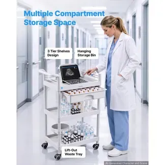 VEVOR Medizinwagen 50 kg Laborwagen Medizinischer Servicewagen 60x34x88 cm, Transportwagen für Klinik Krankenhaus Schönheitssalon Labor, Kosmetikwagen mit Ablageflächen, Schublade, Rollen, PP-Material VEVOR Medizinwagen 50 kg Laborwagen Medizinischer Servicewagen 60x34x88 cm, Transportwagen für Klinik Krankenhaus Schönheitssalon Labor, Kosmetikwagen mit Ablageflächen, Schublade, Rollen, PP-Material