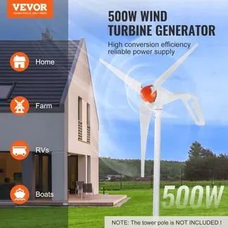 VEVOR 500 W Windkraftanlage 12 V Windgenerator 3-Blatt-Windkraftgenerator mit MPPT-Regler einstellbare Windrichtung und 2,5 m/s Startwindgeschwindigkeit geeignet für Zuhause Bauernhof Wohnmobile Boote VEVOR 500 W Windkraftanlage 12 V Windgenerator 3-Blatt-Windkraftgenerator mit MPPT-Regler einstellbare Windrichtung und 2,5 m/s Startwindgeschwindigkeit geeignet für Zuhause Bauernhof Wohnmobile Boote