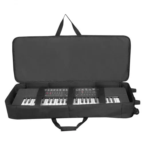 VEVOR Keyboardtasche, Keyboard Tasche für 61 Tasten, 1100 x 440 x 180 mm E-Klaviere Gigbag mit verstellbaren Schulterriemen, Tragegriffen & Rollen, 1680D, wasserabweisend & gepolstert für Keyboard – Bild 10