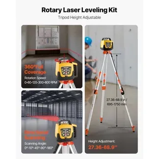 VEVOR Rotationslaser-Nivelliergerät-Set mit Stativ & Messlatte, rotem Laserstrahl, 300 m Reichweite, Neigung einstellbar, 360° drehbar, flexibler Scanwinkel, inkl. Fernbedienung & Tragetasche VEVOR Rotationslaser-Nivelliergerät-Set mit Stativ & Messlatte, rotem Laserstrahl, 300 m Reichweite, Neigung einstellbar, 360° drehbar, flexibler Scanwinkel, inkl. Fernbedienung & Tragetasche