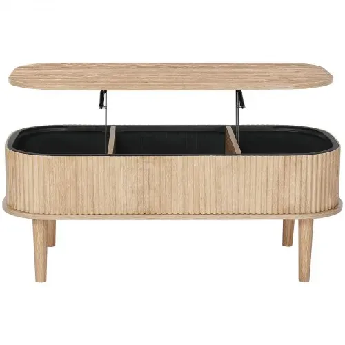 VEVOR Couchtisch Höhenverstellbar 1000x480x405-545 mm, Wohnzimmertisch mit Stauraum, Ausziehbarer Kaffeetisch im Mid-Century-Stil aus MDF, Hubtischplatte für Zuhause & Büro, Naturholz – Bild 8