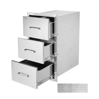 VEVOR Küchenschubladen Outdoor Schubladenschrank (47 x 57 x 57 cm) mit dreifachem Zugriff aus Edelstahl, Schubladenaufbewahrung für Grillinsel mit Griff, für Grillstation VEVOR Küchenschubladen Outdoor Schubladenschrank (47 x 57 x 57 cm) mit dreifachem Zugriff aus Edelstahl, Schubladenaufbewahrung für Grillinsel mit Griff, für Grillstation
