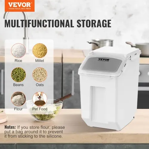 VEVOR Mottensichere Vorratsdosen Aufbewahrungsbox Küche 15 L x 2, Sichtbarer Vorratsbehälter PP mit Deckel und Rollen, Luftdichter Behälter für Reis, Mehl, Zucker, Hülsenfrüchte, Nüsse, Tiernahrung – Bild 6