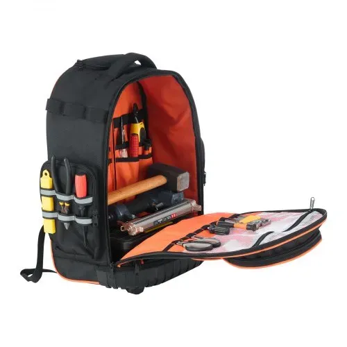 VEVOR Werkzeugrucksack mit Rollen, 50 kg Tragkraft, 45 Taschen, Werkzeugtasche, verstellbarer Teleskopgriff und stabile Basis, Arbeitsrucksack-Organizer für Bau und Mechanik, 440x250x480 mm – Bild 10