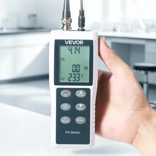 VEVOR pH-Meter, Messbereich 0–14, Wasserdichte Sonde (IP68), 3-Punkt-Automatikkalibrierung, Tragbares Tester-Set mit Kalibrierpulver, Temperatursonde & Tragetasche, für Trinkwasser & Hydrokultur – Bild 7