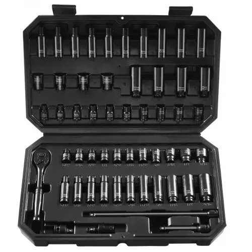 VEVOR Schlagsteckschlüsselsatz 6,35 mm, 55-teiliger tiefer und flacher Steckschlüsselsatz SAE 5/32-9/16 Zoll und metrisch 4-15 mm, für Autoreparaturen, leicht lesbare Größenmarkierungen – Bild 10