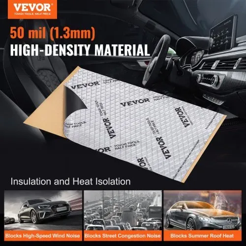 VEVOR 47er-Set Dämmmatte Auto 4,8m² Antidröhnmatte 248,9×398,8mm Fahrzeugdämmung 50mil (1,3mm) Stärke Aluminium-Folie Schallschutzmatte Hitzebeständig Lärmschutz Akustikdämmung Geräuschdämmung VEVOR 47er-Set Dämmmatte Auto 4,8m² Antidröhnmatte 248,9×398,8mm Fahrzeugdämmung 50mil (1,3mm) Stärke Aluminium-Folie Schallschutzmatte Hitzebeständig Lärmschutz Akustikdämmung Geräuschdämmung