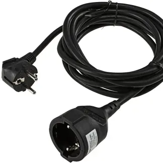 Schutzkontakt-Verlängerung, 3m, schwarz H05VV-F3G 1,5mm² 16A/250V Schutzkontakt-Verlängerung, 3m, schwarz H05VV-F3G 1,5mm² 16A/250V