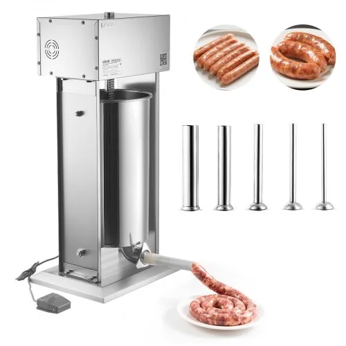 VEVOR 25 L Elektrische Wurstfüllmaschine, Vertikaler Edelstahl-Wurstfüller mit Stufenloser Geschwindigkeit, Fußpedal & 5 Füllrohren, Ideal für Gewerbe Metzgerei Haushalt VEVOR 25 L Elektrische Wurstfüllmaschine, Vertikaler Edelstahl-Wurstfüller mit Stufenloser Geschwindigkeit, Fußpedal & 5 Füllrohren, Ideal für Gewerbe Metzgerei Haushalt
