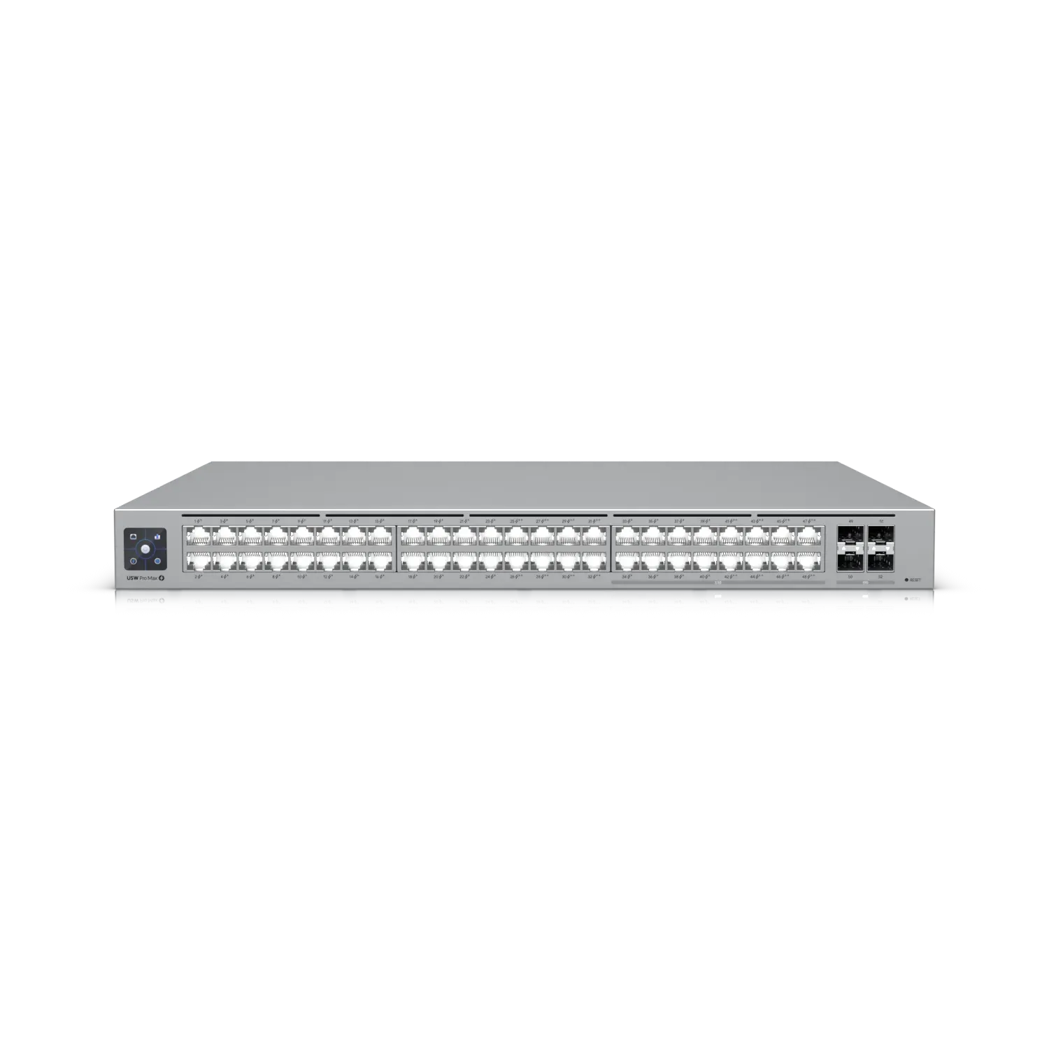 Ubiquiti Switch full managed Layer3 52 Port • 16x 2,5 GbE • PoE Budget 720W • 16xPoE bt • 32xPoE at • 4x SFP+ • 19″ • UniFi • USW-Pro-Max-48-PoE Ubiquiti Switch full managed Layer3 52 Port • 16x 2,5 GbE • PoE Budget 720W • 16xPoE bt • 32xPoE at • 4x SFP+ • 19″ • UniFi • USW-Pro-Max-48-PoE
